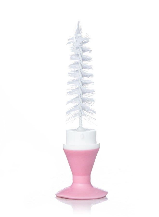 Bubbles 2- in -1 Bristle Baby Feeding Bottle Plastic Cleaning Brush & Nipple Cleaner,Grooved Handle with Suction Base,Easy to Clean Bottle Corners for Narrow Neck&Wide Neck Feeding Bottles (Pink) - Image 5