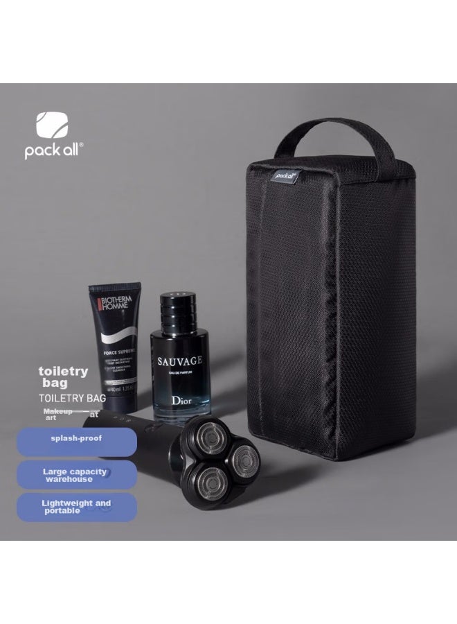 Pack All Men's Toiletry Bag, Large Capacity Compartmentalized Storage For Personal Care Items, Handheld Organizer Bag, Black - Image 1