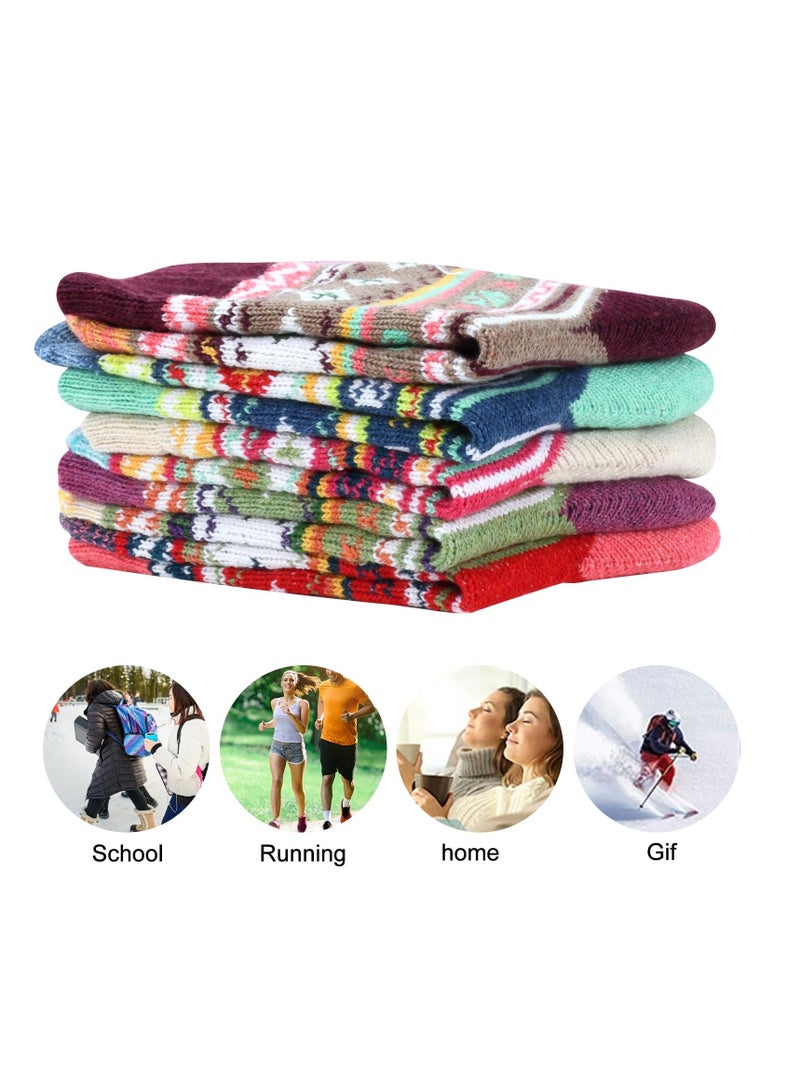 5 Pairs Women's Cozy Wool Socks Winter Warmth Nordic Style Gift Thick Soft Crew Knits - Image 2