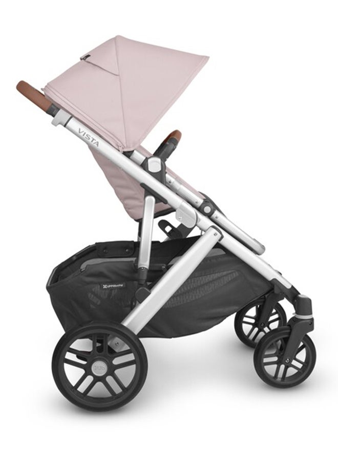 UPPAbaby Vista V2 Convertible Stroller Alice Dusty Pink With Silver Frame And Saddle Leather, Adaptable Double Stroller For Growing Families  - Image 3