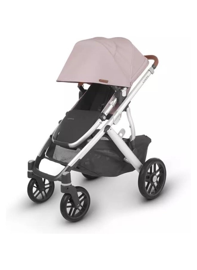 UPPAbaby Vista V2 Convertible Stroller Alice Dusty Pink With Silver Frame And Saddle Leather, Adaptable Double Stroller For Growing Families  - Image 5