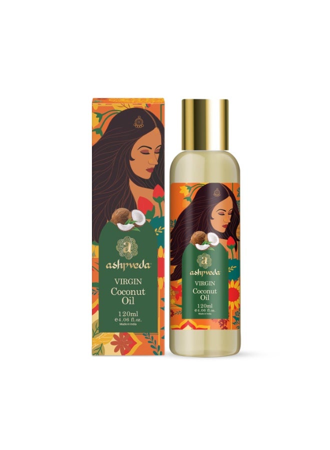Ashpveda Organic Cold Pressed Virgin Coconut Oil for Hair and Skin | Ayurvedic Herb Enriched Fragrance Oil, Enhancing Scalp Health and Promotes Skin Firmness (120 ml) - Image 1