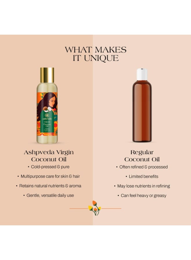 Ashpveda Organic Cold Pressed Virgin Coconut Oil for Hair and Skin | Ayurvedic Herb Enriched Fragrance Oil, Enhancing Scalp Health and Promotes Skin Firmness (120 ml) - Image 2