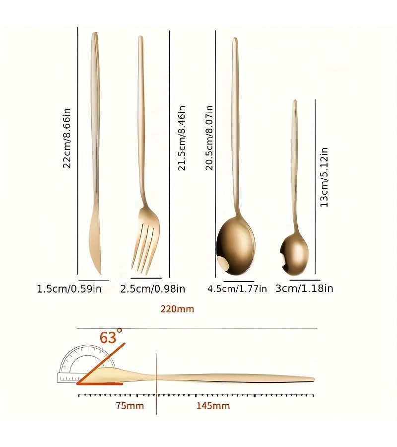 24pcs Golden Stainless Steel Cutlery Set With Knives Forks Spoons And Teaspoons For Home Parties Weddings And Gatherings - Image 3