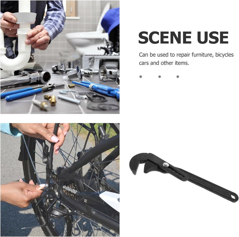 Adjustable Large Opening Wrench Multifunction Plumbing Tool Black Heavy-duty Faucet Installation and Removal Spanner for Bathroom and Sprinkler Use - Image 2