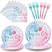 CANREVEL 96 PCS Gender Reveal Plates Set Serve 24 Disposable Tableware for Gender Reveal Decorations Boys Girls Kids - Image 3