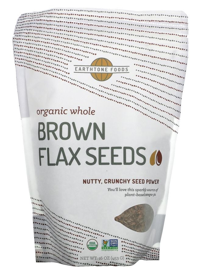 Earthtone Foods Organic Whole Brown Flax Seeds 16 oz (453 g) 