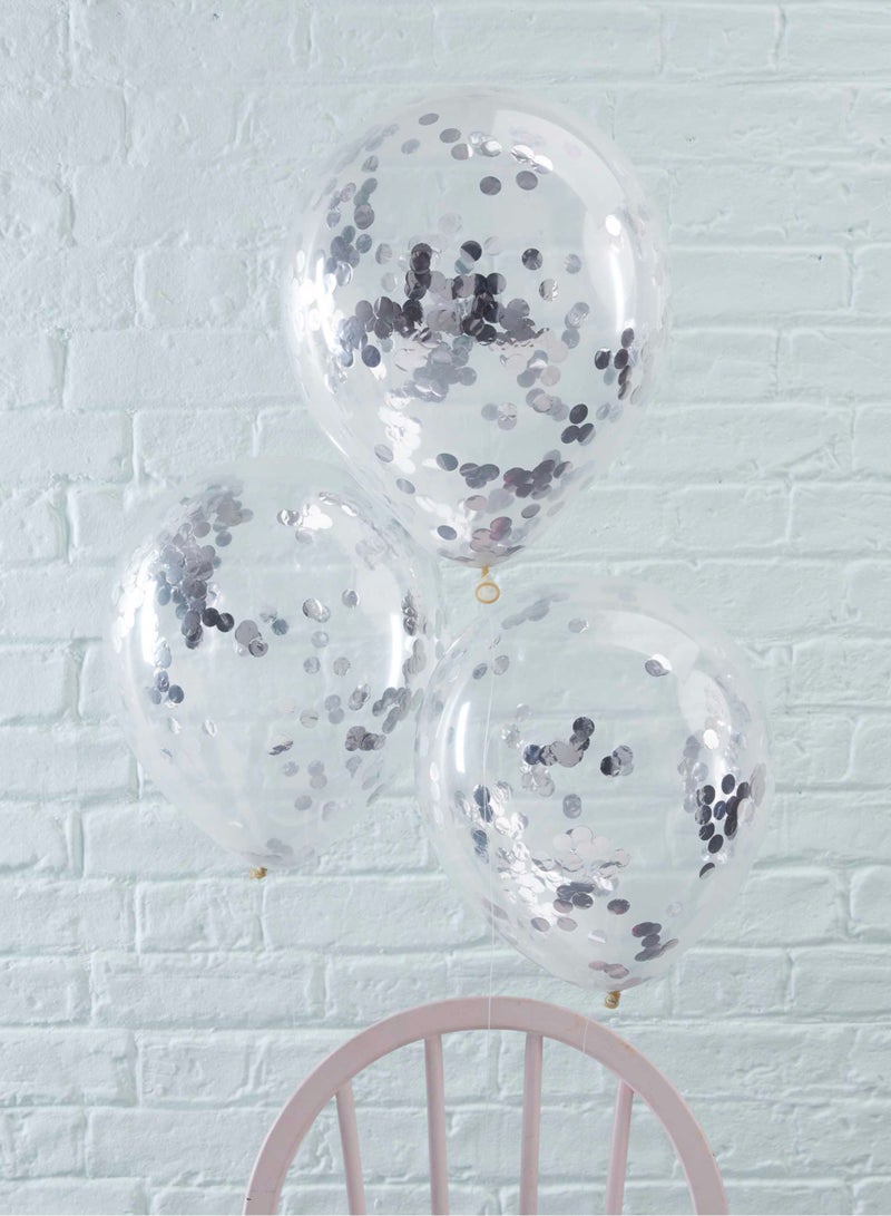 Ginger Ray Confetti Balloons - Silver - Image 2