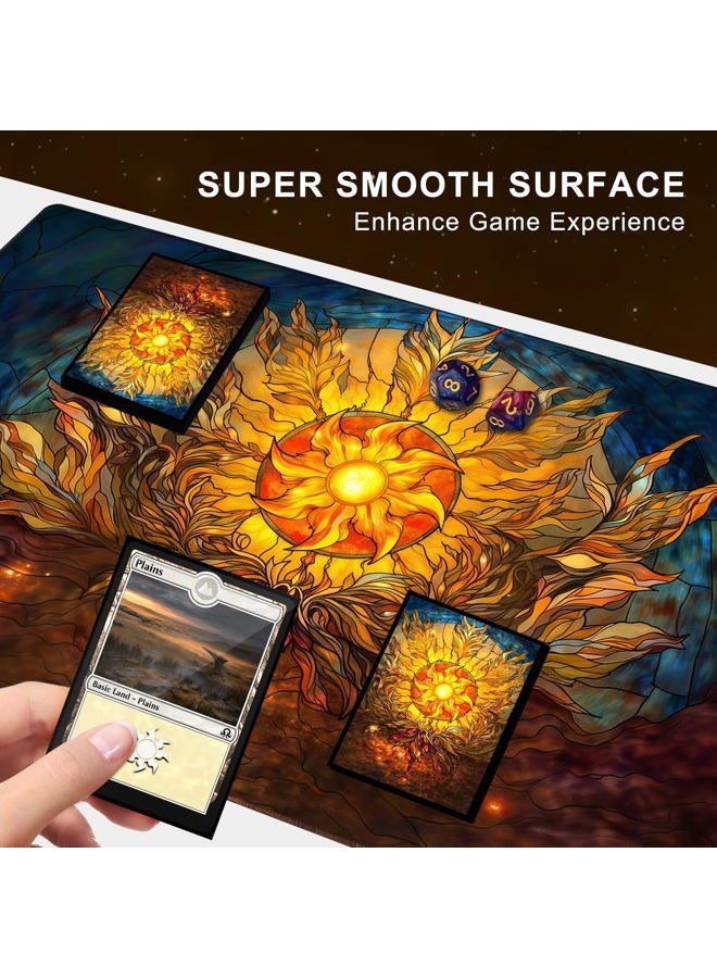 Katomula MTG Playmat, TCG Card Game Playmat, Stitched Edge, Non-Slip Rubber Bottom - 24 x 14 inch - Plains - Image 3