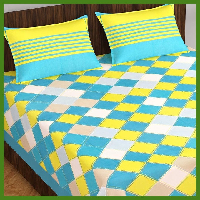 COTTON RAJASTHANI JAIPURI TRADITIONAL KING SIZE DOUBLE BED BEDSHEET WITH 2 PILLOW COVERS JAIPURI_102