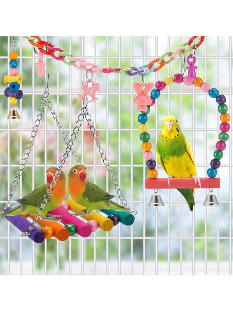 rocooart Group of 13 pieces of bird games, bird swing games, bird chewing games for small parrots, parakeets, cockatiels, conures, budgerigars, canaries and love birds from Linji. - Image 2