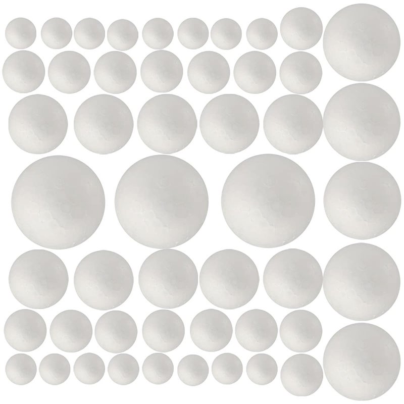50 Pack Craft Foam Balls 5 Sizes124 Inches White Polystyrene Smooth Round Balls Foam Balls for Arts and Crafts Christmas DIY Craft for Home Supplies School Craft Project and Holiday Party