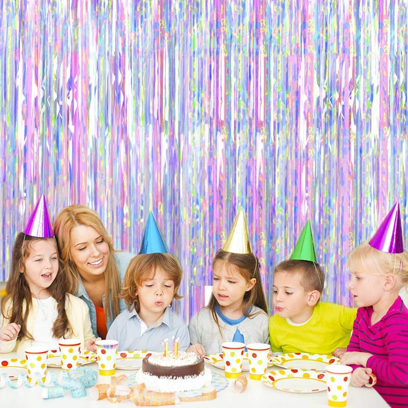 FECEDY 2pcs 3ft x 8.3ft Shiny Corlorful Metallic Tinsel Foil Fringe Curtains Photo Booth Props for Engagement Bridal Shower Bachelorette Baby Shower Bachelorette Holiday Celebration Party Decorations - Image 5