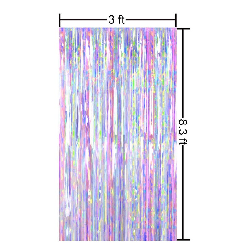 FECEDY 2pcs 3ft x 8.3ft Shiny Corlorful Metallic Tinsel Foil Fringe Curtains Photo Booth Props for Engagement Bridal Shower Bachelorette Baby Shower Bachelorette Holiday Celebration Party Decorations - Image 2