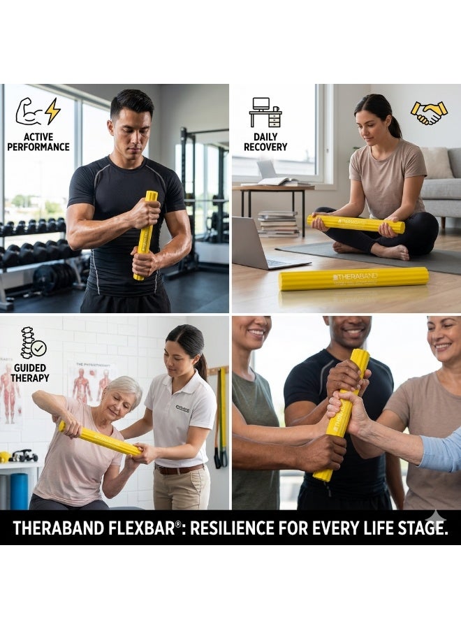 TheraBand FlexBar Grip Strength Trainer for Tennis Elbow Forearm Rehabilitation Exercise Bar Multi Color - Image 2