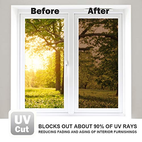WPCTEV Reflective Window Film Mirror One Way Daytime Privacy Anti UV Static Cling Window Film Removable Decorative Screen Stickers Brown & Silver 6 Mil 23.6 Inch x 6.5 Feet - Image 5