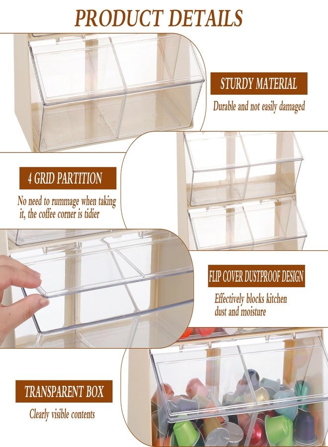 Wenceda Coffee and Tea Organizer with Lid, Large Plastic Bar Organizer, Bar Accessories Storage Box for Kitchen, Countertop, Bar, K Cups, Coffee Pod, Tea, Sugar Bags (Beige) - Image 3