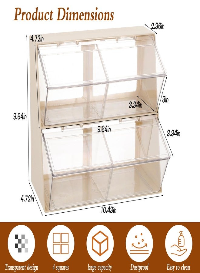 Wenceda Coffee and Tea Organizer with Lid, Large Plastic Bar Organizer, Bar Accessories Storage Box for Kitchen, Countertop, Bar, K Cups, Coffee Pod, Tea, Sugar Bags (Beige) - Image 2