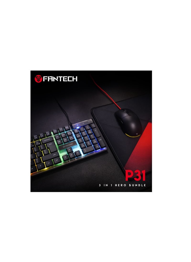 Fantech Hero P31 Gaming Combo That includes K515 Shikari RGB Gaming keyboard , VX9 Kanata Wired Gaming Mouse and Vigil MP356 Control Type, Gaming Mousepad