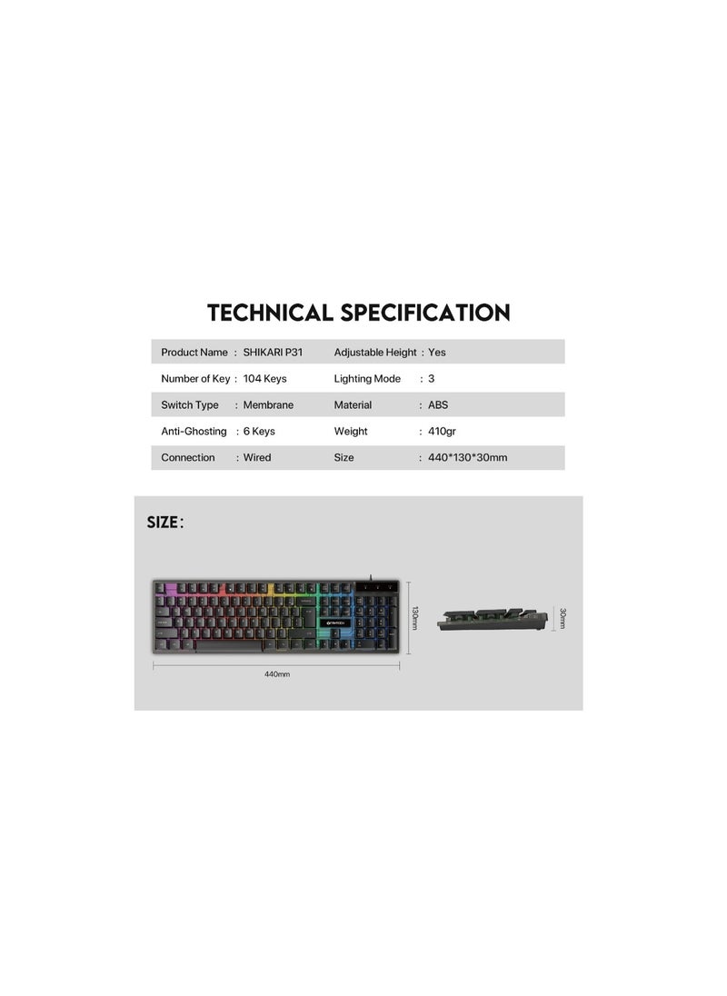Fantech Hero P31 Gaming Combo That includes K515 Shikari RGB Gaming keyboard , VX9 Kanata Wired Gaming Mouse and Vigil MP356 Control Type, Gaming Mousepad
