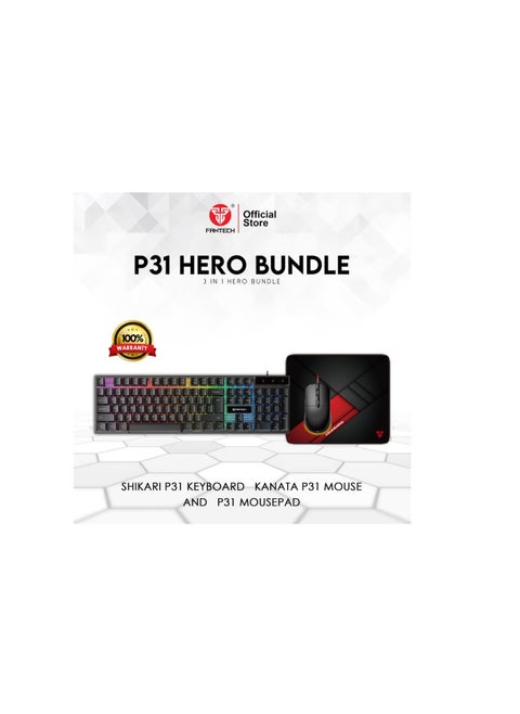 Fantech Hero P31 Gaming Combo That includes K515 Shikari RGB Gaming keyboard , VX9 Kanata Wired Gaming Mouse and Vigil MP356 Control Type, Gaming Mousepad