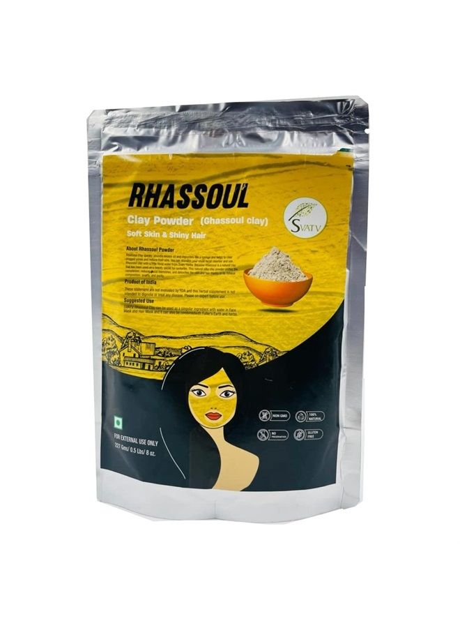 SVATV Rhassoul Clay powder | Ghassoul Clay | Face and Hair | Very Fine Textured Powder | Deep Cleansing Even Skin tone | Younger looking skin, Exfoliator | clay mask for hair - 227g, 8oz, Half Pound