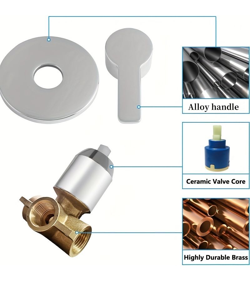 Chrome Bright Wall Mounted Single Function Shower Mixer Valve Round Hot Cold Water Control - Image 4