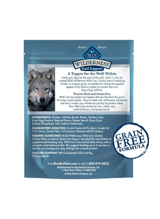 Blue Buffalo Wilderness Trail Toppers Wild Cuts Natural HighProtein Dog Wet Food, Chicken Bites In Hearty Gravy, 3Oz Pouch, 12 Count - Image 2