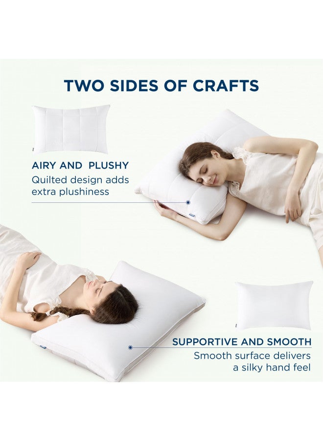 Bedsure Bedsure Cooling Pillow, Rayon Derived from Bamboo Adjustable Gusseted Pillow Queen Size with Down Alternative Filling, Fluffy Soft Pillow for Back Stomach Side Sleepers  - Image 4