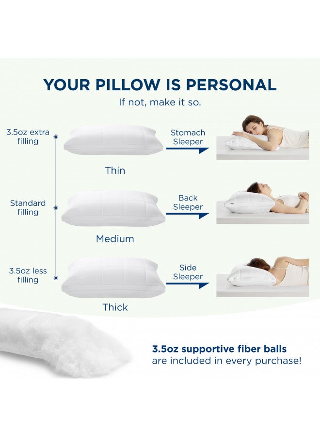 Bedsure Bedsure Cooling Pillow, Rayon Derived from Bamboo Adjustable Gusseted Pillow Queen Size with Down Alternative Filling, Fluffy Soft Pillow for Back Stomach Side Sleepers  - Image 3