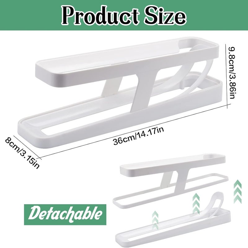 PRAMANTA Egg Rolling Tray Egg Holder 2 Tier Rolling Egg Dispenser Plastic Egg Storage Container for Kitchen Refrigerator Countertop 1Pcs - Image 2