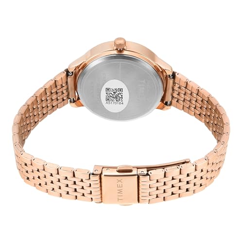 TIMEX ساعة تيمكس التناظرية للنساء مع قرص دائري وردي وسوار من الفولاذ المقاوم للصدأ باللون الوردي مقاومة للماء - TWEL20203 - Image 5