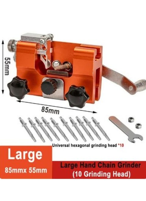 Hand-Cranked Chain Grinder Portable Household Chainsaw Chain Sharpener Tool Electric Chain Saw File Grinding Sharpening Device (Large 10PCS Head)