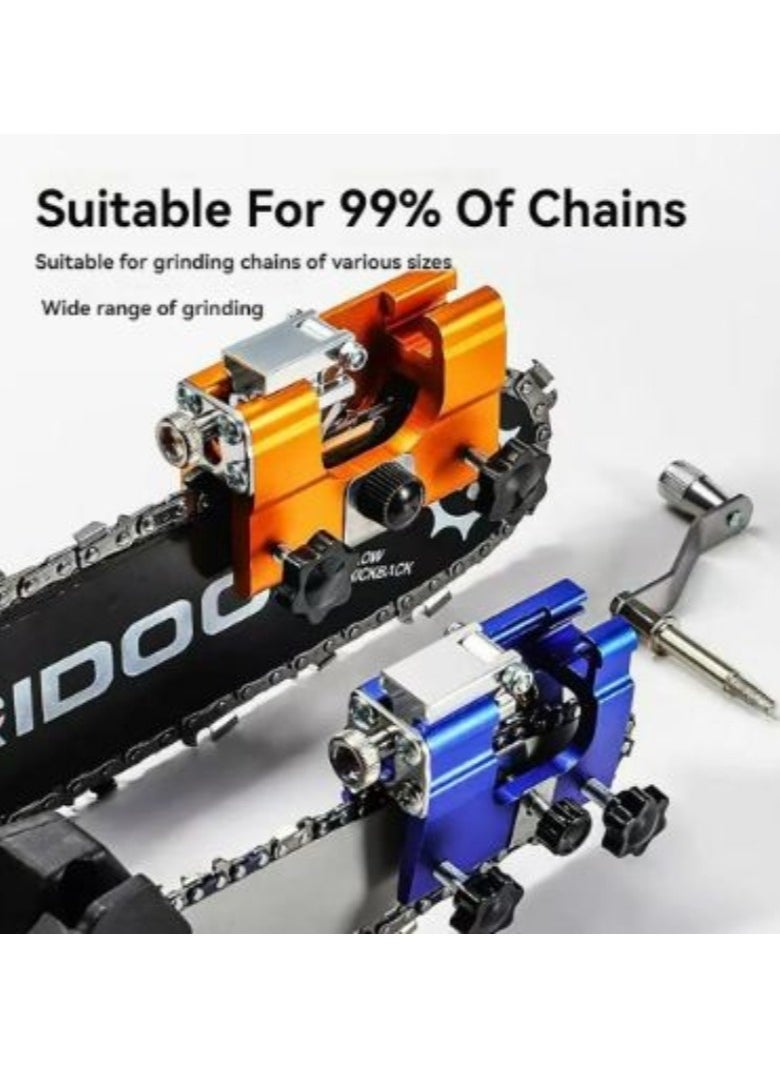 Hand-Cranked Chain Grinder Portable Household Chainsaw Chain Sharpener Tool Electric Chain Saw File Grinding Sharpening Device (Large 10PCS Head)