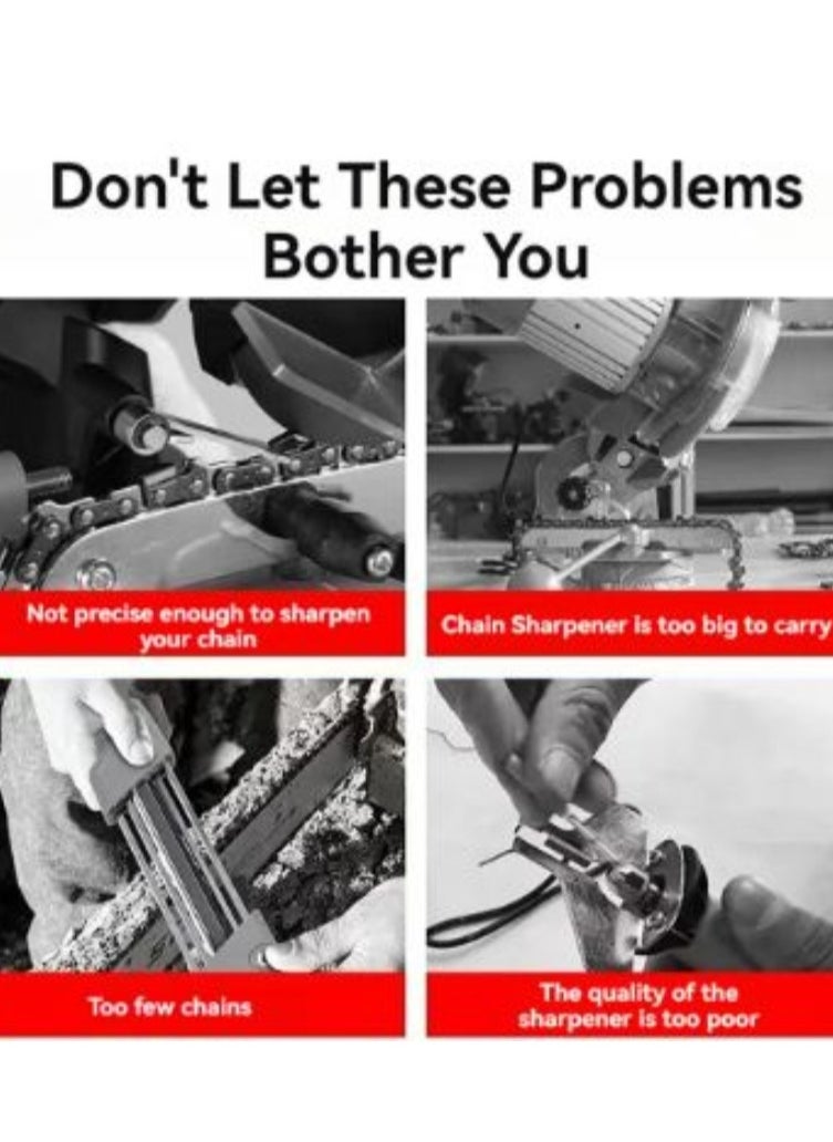 Hand-Cranked Chain Grinder Portable Household Chainsaw Chain Sharpener Tool Electric Chain Saw File Grinding Sharpening Device (Large 10PCS Head)