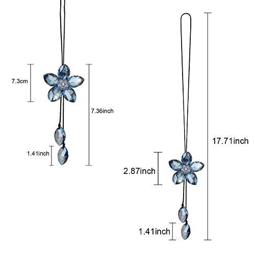 ATMOMO Crystal Flower Car Rear View Mirror Pendant - Blue Car Hanging Ornament Lucky Accessory - Image 2