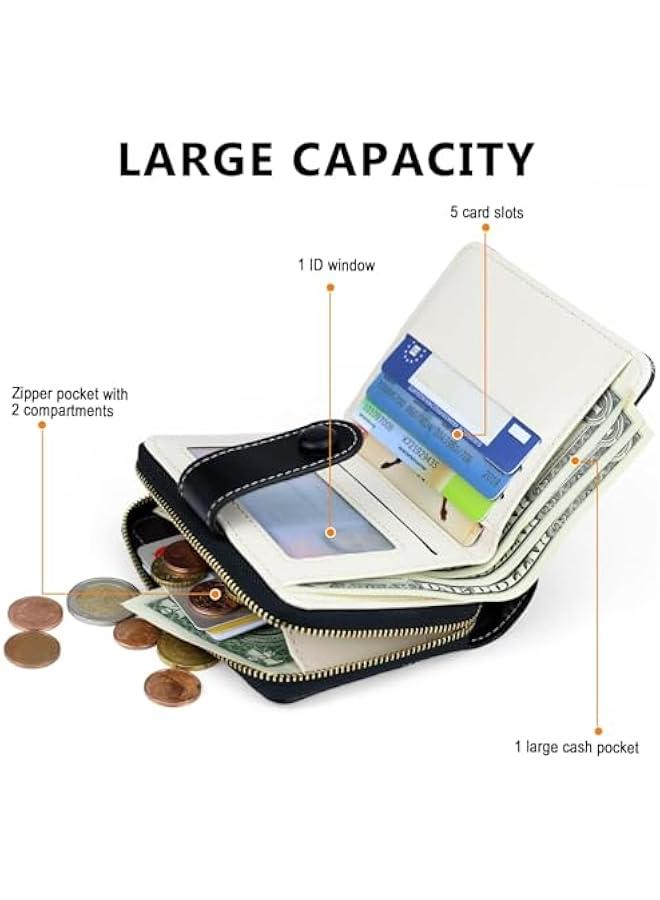 1Pcs Cute Wallet Wen Black Small Wallets Coin Purse Minimalist Flower Design Wen's Travel Wallets Leather Credit Card Holder with ID Window Kawaii Cash Wallet for Wen Ladies and Girls - Image 2