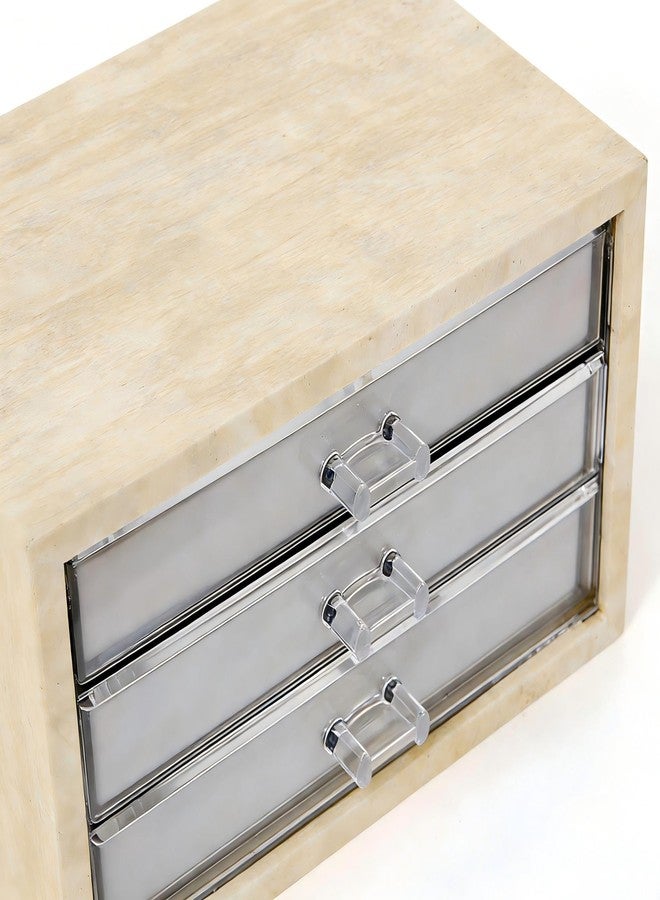 Artisanal Abode Natural Travertine Jewelry Box with 3 Drawers, Velvet Lined Jewelry Organizer for Rings, Earrings, Bracelets and Necklaces, Small Stone Storage Box for Vanity and Dresser - Image 4
