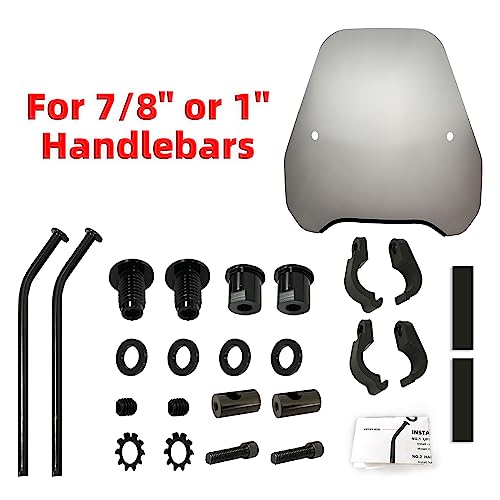 FATECIM 15" Smoke Motorcycle Windscreen Windshield Motorbike Wind Deflector Flyscreen Universal for Harley Davidson Honda Kawasaki Suzuki Triumph Yamaha Indian Victory with 7/8" or 1" Handlebars - Image 2