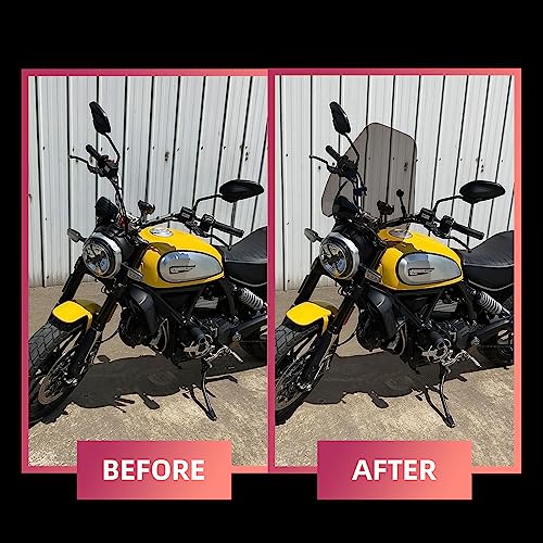 FATECIM 15" Smoke Motorcycle Windscreen Windshield Motorbike Wind Deflector Flyscreen Universal for Harley Davidson Honda Kawasaki Suzuki Triumph Yamaha Indian Victory with 7/8" or 1" Handlebars - Image 4