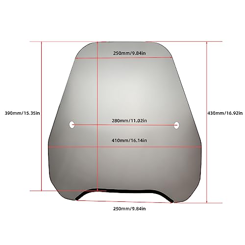 FATECIM 15" Smoke Motorcycle Windscreen Windshield Motorbike Wind Deflector Flyscreen Universal for Harley Davidson Honda Kawasaki Suzuki Triumph Yamaha Indian Victory with 7/8" or 1" Handlebars - Image 5