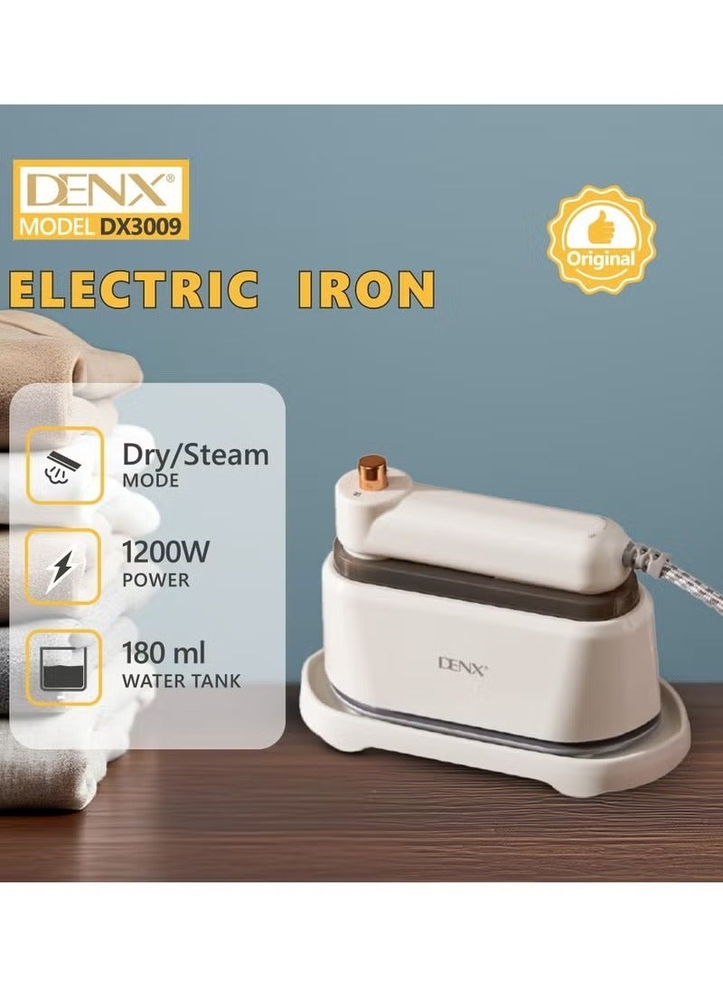 Denx Electric 2-in-1 Steam & Dry Mini Travel Iron with 180ml Tank, Thermal Protection, Brush Attachment, Fast Heating for Abayas, Shirts, Suits & Curtains – Vertical & Horizontal Ironing - Image 1