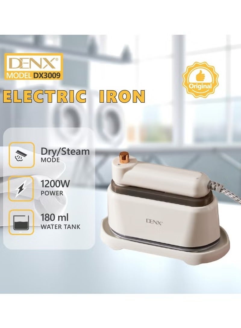 Denx Electric 2-in-1 Steam & Dry Mini Travel Iron with 180ml Tank, Thermal Protection, Brush Attachment, Fast Heating for Abayas, Shirts, Suits & Curtains – Vertical & Horizontal Ironing - Image 5