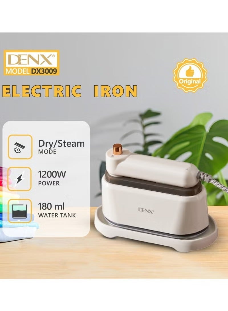 Denx Electric 2-in-1 Steam & Dry Mini Travel Iron with 180ml Tank, Thermal Protection, Brush Attachment, Fast Heating for Abayas, Shirts, Suits & Curtains – Vertical & Horizontal Ironing - Image 3