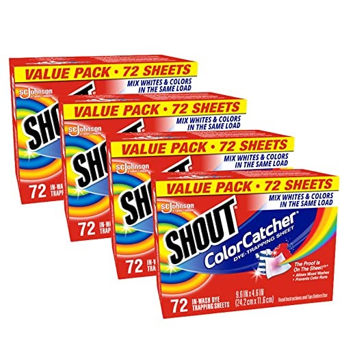 Shout Color Catcher Sheets for Laundry Allow Mixed Washes Prevents Color Runs and Maintains Original Clothing 72 Count Pack of 4 288 Total Sheets