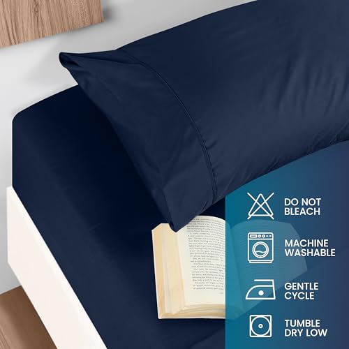 Utopia Bedding Full Sheet Set - Brushed Microfiber - Soft Bed Sheets for Full Size Bed - Includes 1 Fitted, 1 Flat, & 2 Pillow Cases - Deep Pocket (Navy) - Image 5