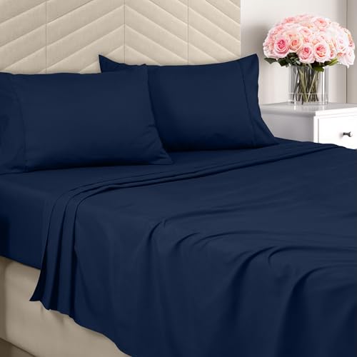 Utopia Bedding Full Sheet Set - Brushed Microfiber - Soft Bed Sheets for Full Size Bed - Includes 1 Fitted, 1 Flat, & 2 Pillow Cases - Deep Pocket (Navy) - Image 1