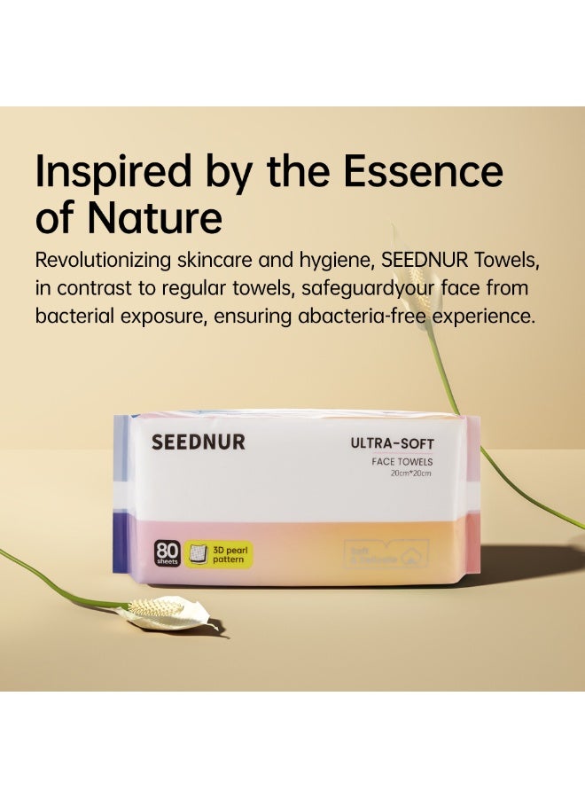 SEEDNUR 320 Count Soft Dry Wipe 100% Thicken Cotton Facial Tissue Disposable Face Towel Lint Free Dry Wet Use for Sensitive Skin Facial Cleansing Makeup Remover - Image 2