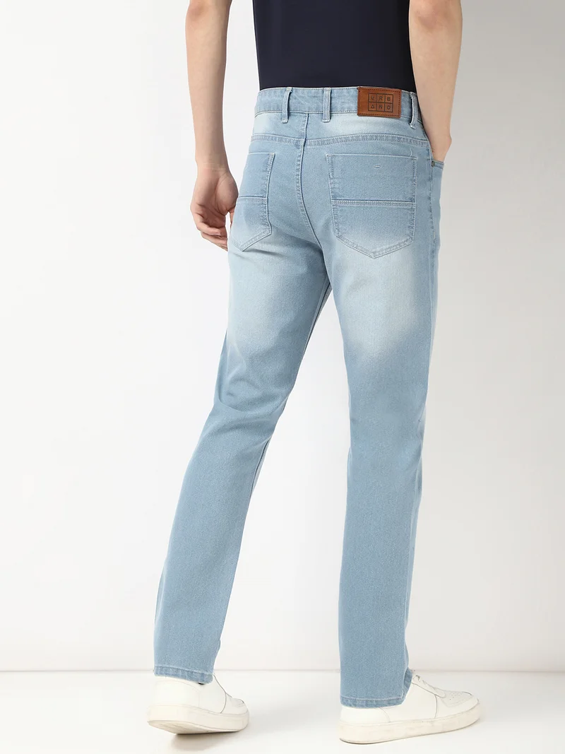 Urbano Fashion  Urbano Fashion Men's Ice Blue Straight Fit Washed Jeans Stretchable  | Best Price UAE