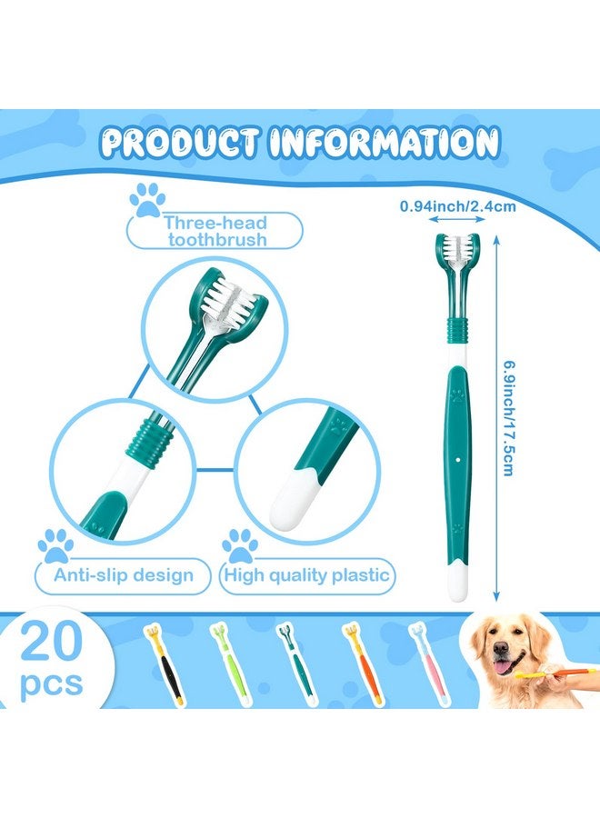 Vesici 20 Pcs 7 Inch Dog Toothbrush 3 Sided Dog Tooth Brush Cat Toothbrush Pet Teeth Cleaning Brush Dental Care Suitable for Most Pets Puppy Kitten Different Teeth and Mouth Shapes Cleaning - Image 2